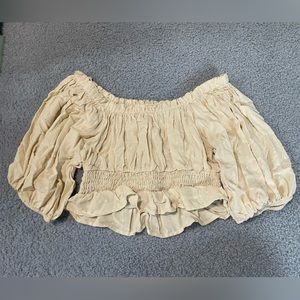 Off-White Altar’d State Ruched Puff Sleve Off-Shoulder Top Small